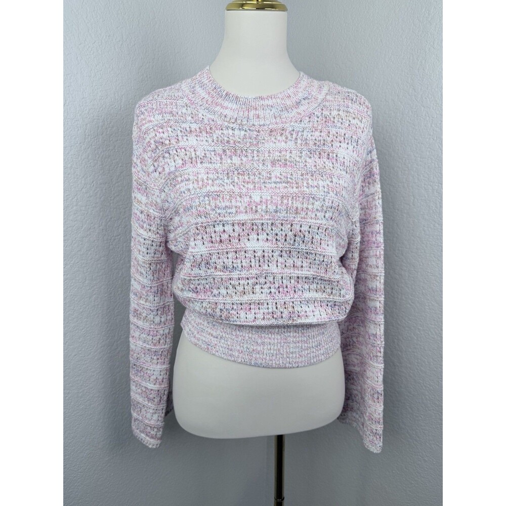 Marc New York Women's Open Knit Sweater Multicolor Pastel  Pink Size M